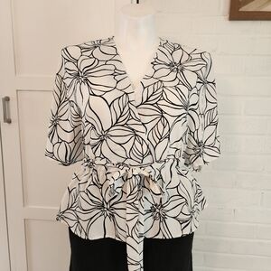 Sweet Rain Black and White Floral Blouse